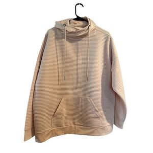 The Sweatshirt Project Women's Striped Hoodie‎ Light Pink Hooded Pockets 1X